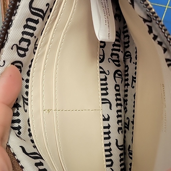 Juicy Couture Brown Monogram Envelope Clutch 10" x 5.5" Like New - Picture 6 of 16